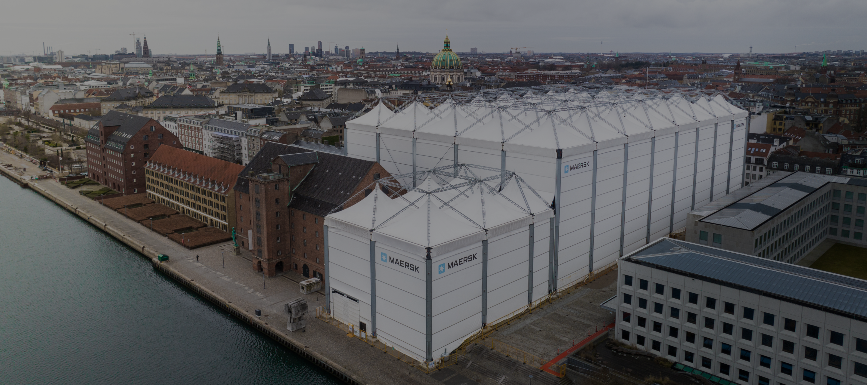 Maersk building covered with the inside the city of copenhagen